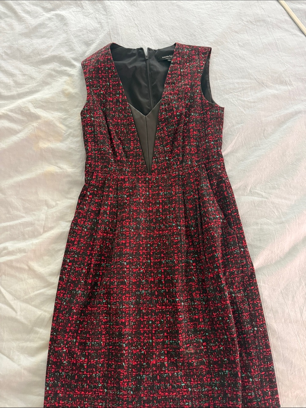 Nanette Lepore Sleeveless Red Tweed Fit-and-Flare Dress